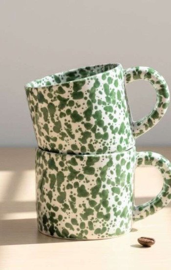 Mugg Prickig Grön- handtag Mugg Prickig Grön- handtag