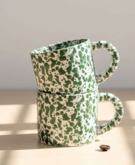 Mugg Prickig Grön- handtag