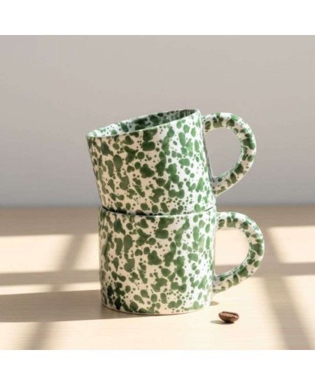 Mugg Prickig Grön- handtag