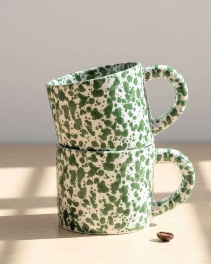 Mugg Prickig Grön- handtag