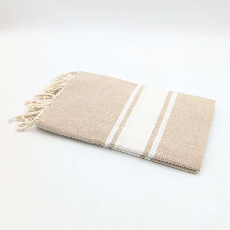 Hamamhandduk / Fouta Beige  & Vit