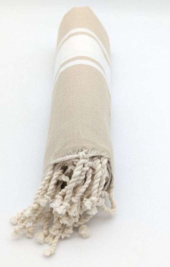 Hamamhandduk / Fouta Beige  & Vit Hamamhandduk / Fouta Beige  & Vit