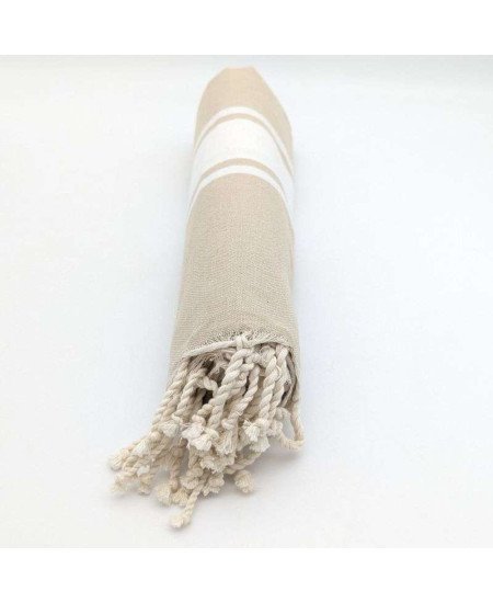 Hamamhandduk / Fouta Beige  & Vit