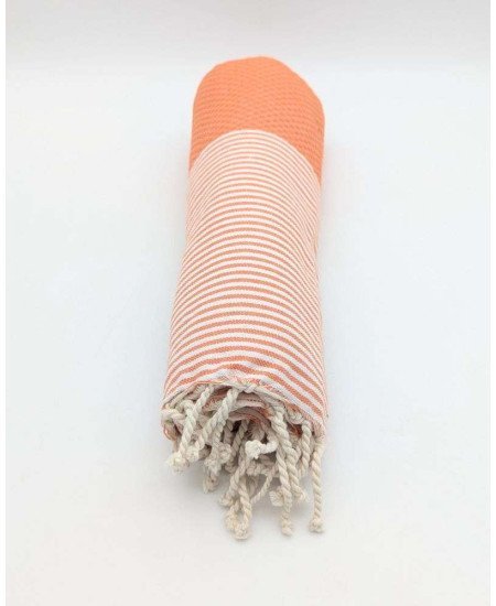 Hamamhandduk Fouta – Orange & Vitrandig