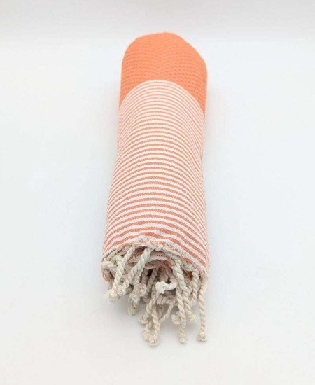 Hamamhandduk Fouta – Orange & Vitrandig