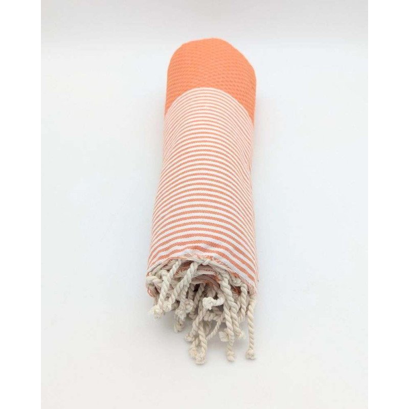 Hamamhandduk Fouta – Orange & Vitrandig