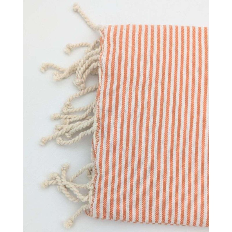 Hamamhandduk Fouta – Orange & Vitrandig