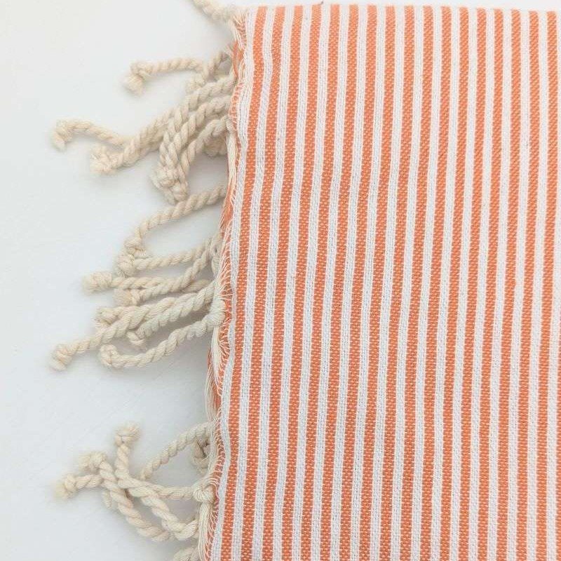 Hamamhandduk Fouta – Orange & Vitrandig Hamamhandduk Fouta – Orange & Vitrandig