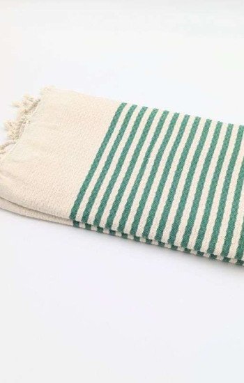 Grön-  Vit randig Hamamhandduk Grön-  Vit randig Hamamhandduk