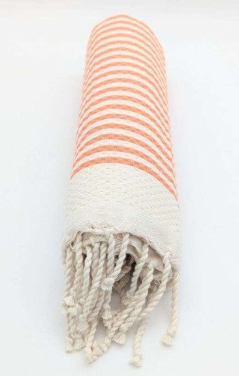 Orange-  Vit randig Hamamhandduk Orange-  Vit randig Hamamhandduk