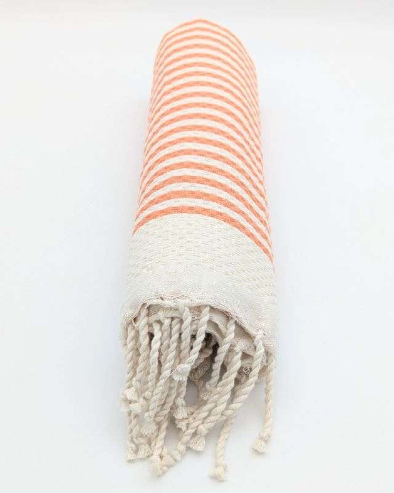 Orange-  Vit randig Hamamhandduk Orange-  Vit randig Hamamhandduk