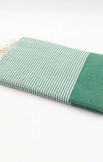 Hamamhandduk Fouta – Grön & Vitrandig Hamamhandduk Fouta – Grön & Vitrandig