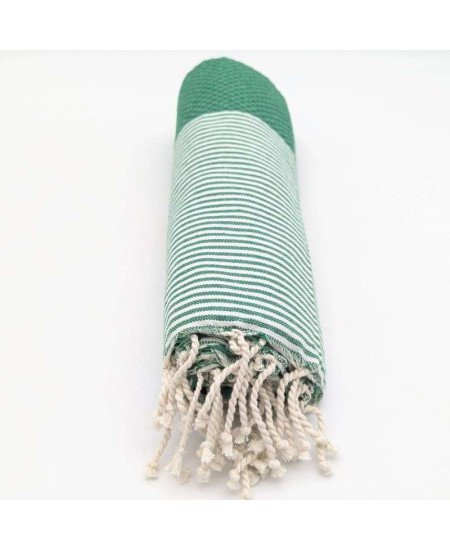 Hamamhandduk Fouta – Grön & Vitrandig