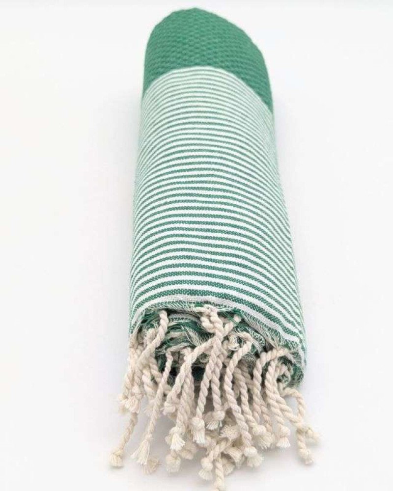 Hamamhandduk Fouta – Grön & Vitrandig Hamamhandduk Fouta – Grön & Vitrandig