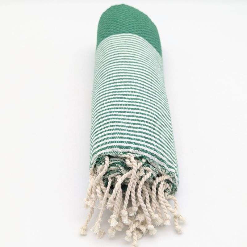 Hamamhandduk Fouta – Grön & Vitrandig Hamamhandduk Fouta – Grön & Vitrandig
