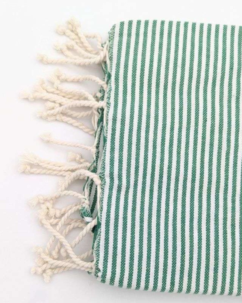 Hamamhandduk Fouta – Grön & Vitrandig Hamamhandduk Fouta – Grön & Vitrandig