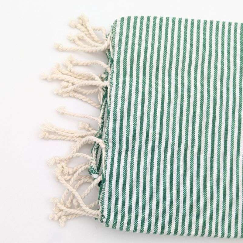 Hamamhandduk Fouta – Grön & Vitrandig Hamamhandduk Fouta – Grön & Vitrandig