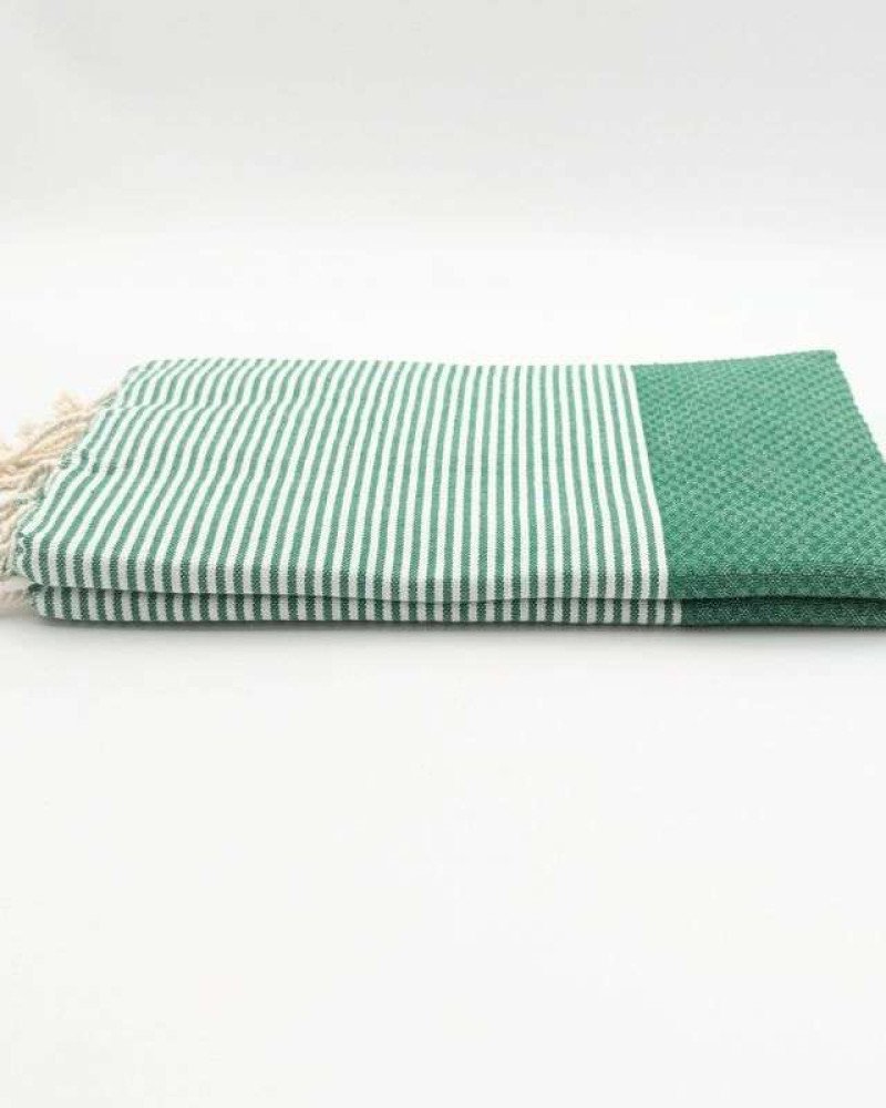 Hamamhandduk Fouta – Grön & Vitrandig Hamamhandduk Fouta – Grön & Vitrandig