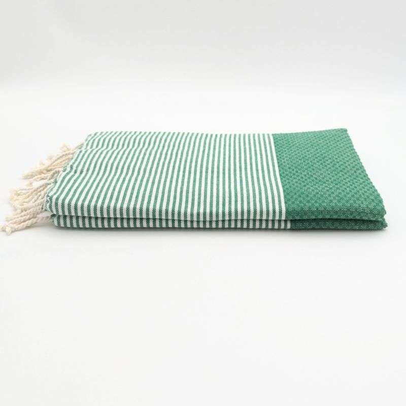 Hamamhandduk Fouta – Grön & Vitrandig Hamamhandduk Fouta – Grön & Vitrandig