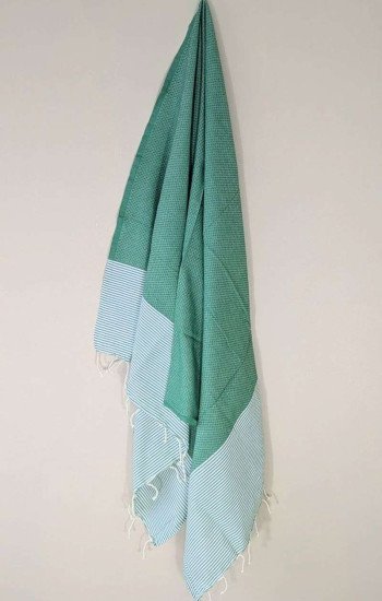 Hamamhandduk Fouta – Grön & Vitrandig