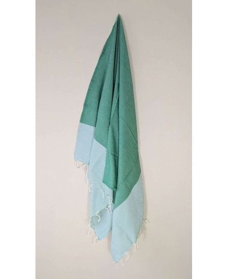 Hamamhandduk Fouta – Grön & Vitrandig