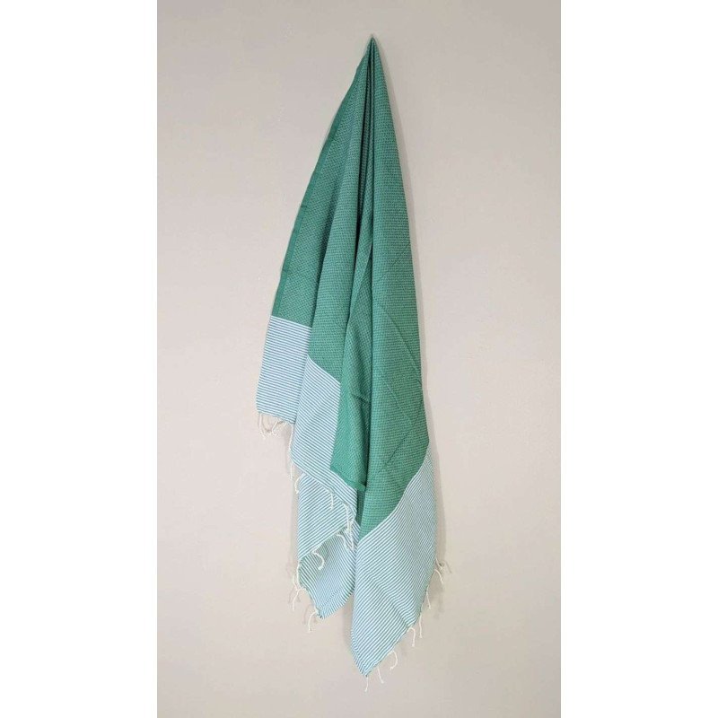 Hamamhandduk Fouta – Grön & Vitrandig Hamamhandduk Fouta – Grön & Vitrandig