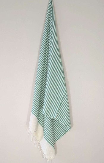 Grön-  Vit randig Hamamhandduk