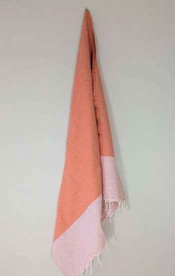 Hamamhandduk Fouta – Orange & Vitrandig