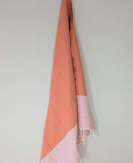 Hamamhandduk Fouta – Orange & Vitrandig