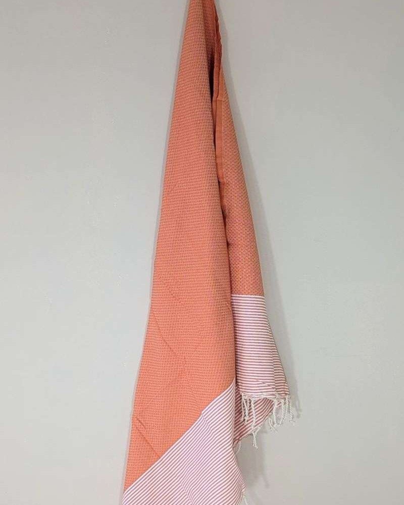 Hamamhandduk Fouta – Orange & Vitrandig