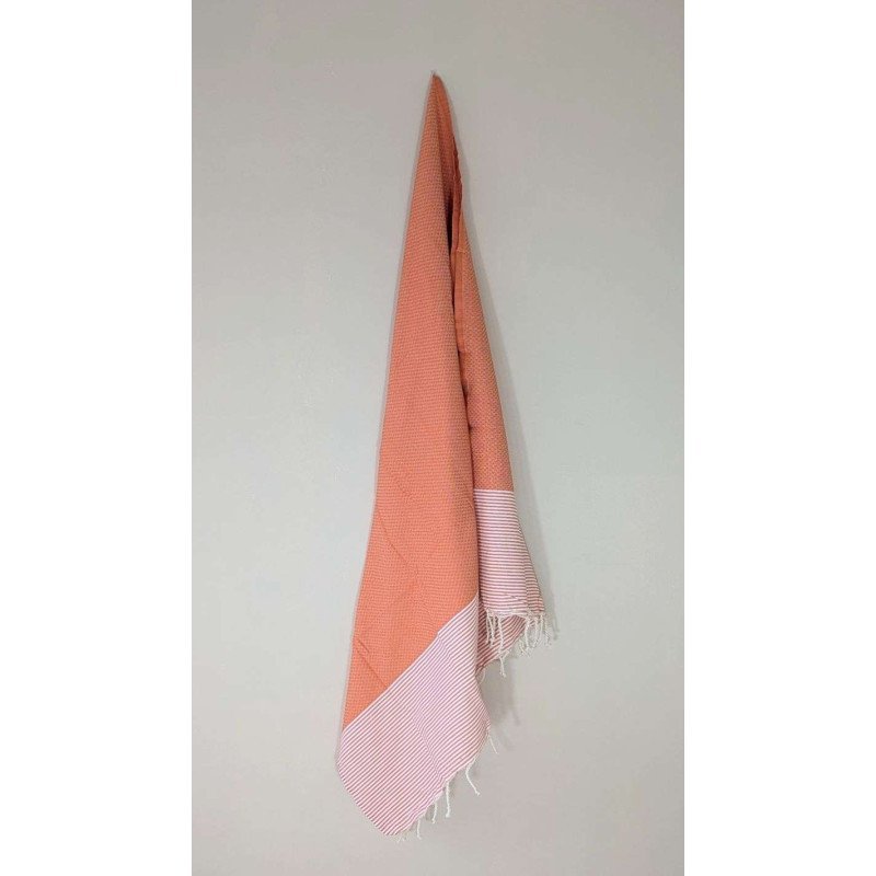 Hamamhandduk Fouta – Orange & Vitrandig