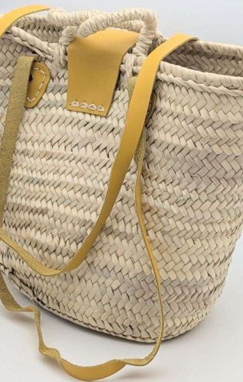 Strandväska Gultläder palmblad -Mellan Strandväska Gultläder palmblad -Mellan
