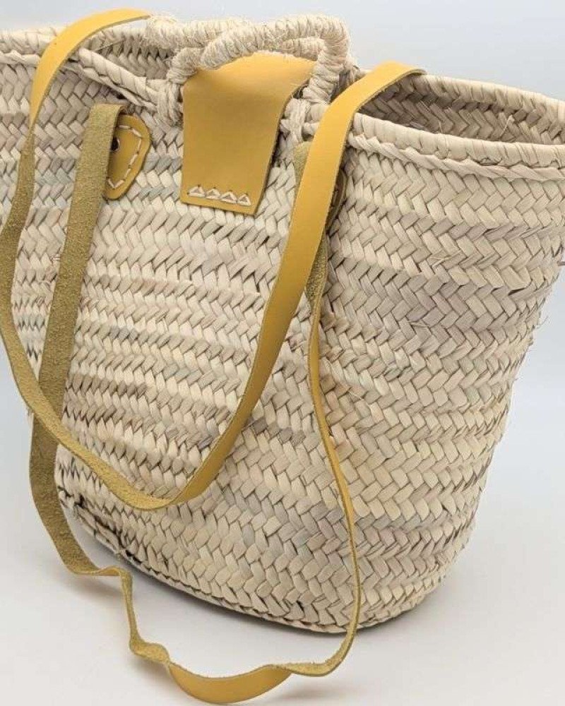 Strandväska Gultläder palmblad -Mellan Strandväska Gultläder palmblad -Mellan