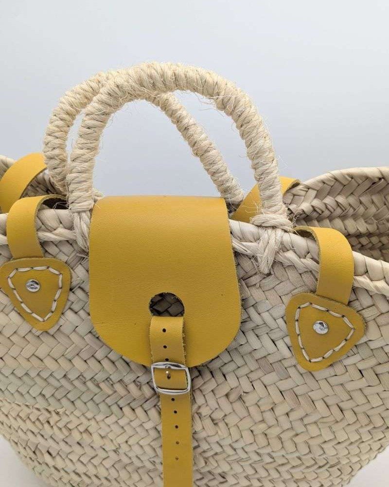 Strandväska Gultläder palmblad -Mellan Strandväska Gultläder palmblad -Mellan