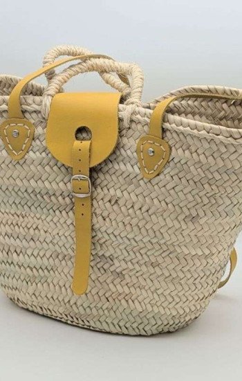 Strandväska Gultläder palmblad -Mellan Strandväska Gultläder palmblad -Mellan