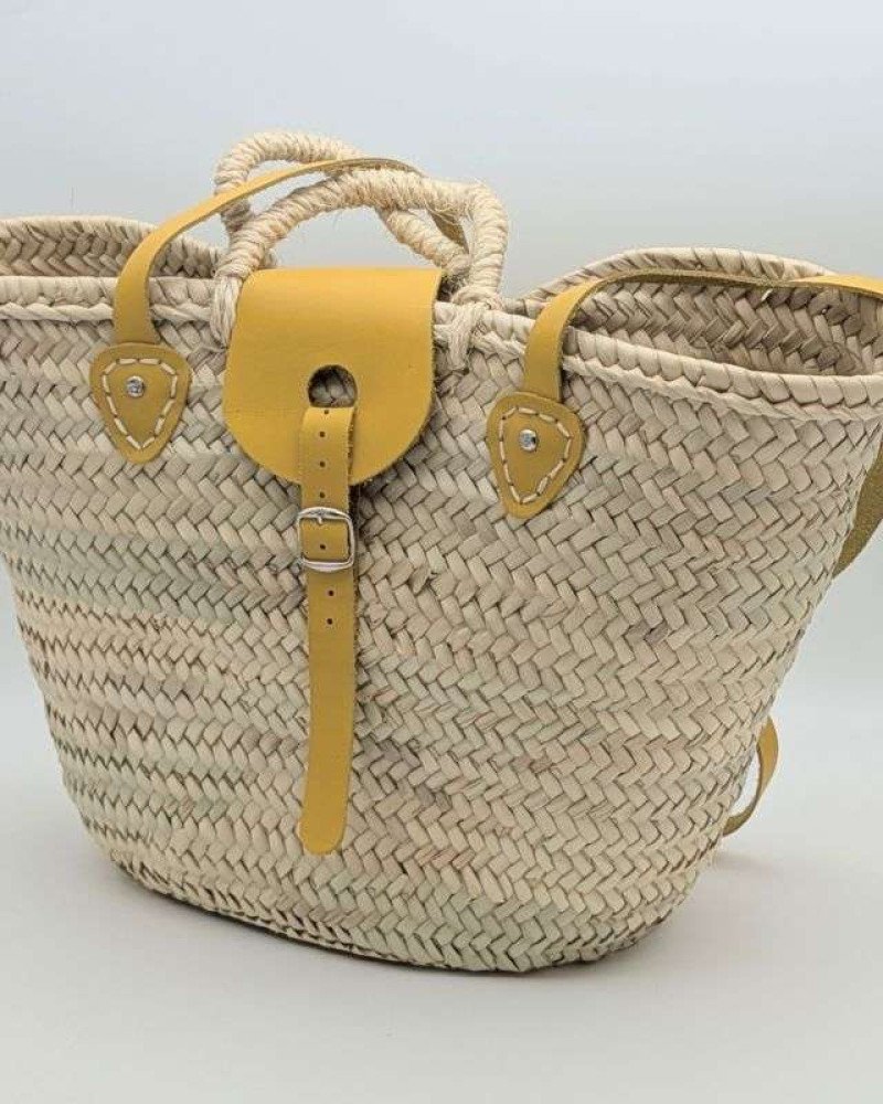 Strandväska Gultläder palmblad -Mellan Strandväska Gultläder palmblad -Mellan