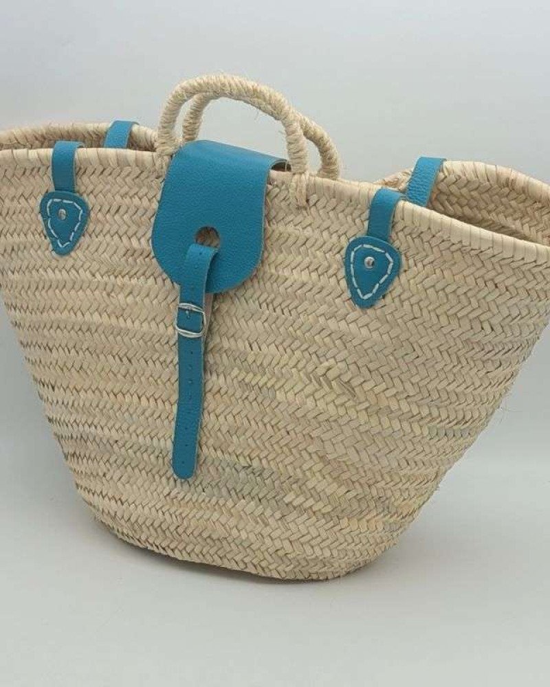 Strandväska Turkostläder palmblad -Mellan Strandväska Turkostläder palmblad -Mellan