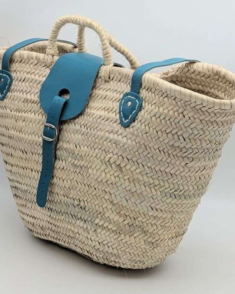 Strandväska Turkostläder palmblad -Mellan Strandväska Turkostläder palmblad -Mellan