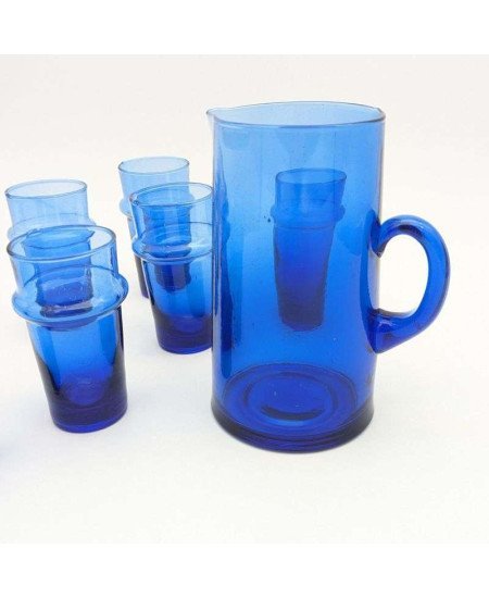 kanna i återvunnet glas -Blå