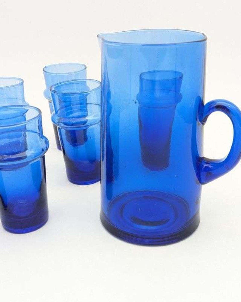 kanna i återvunnet glas -Blå kanna i återvunnet glas -Blå