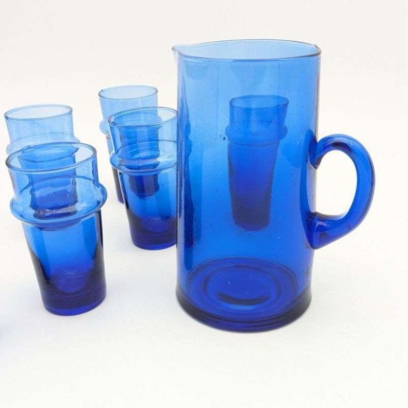 kanna i återvunnet glas -Blå