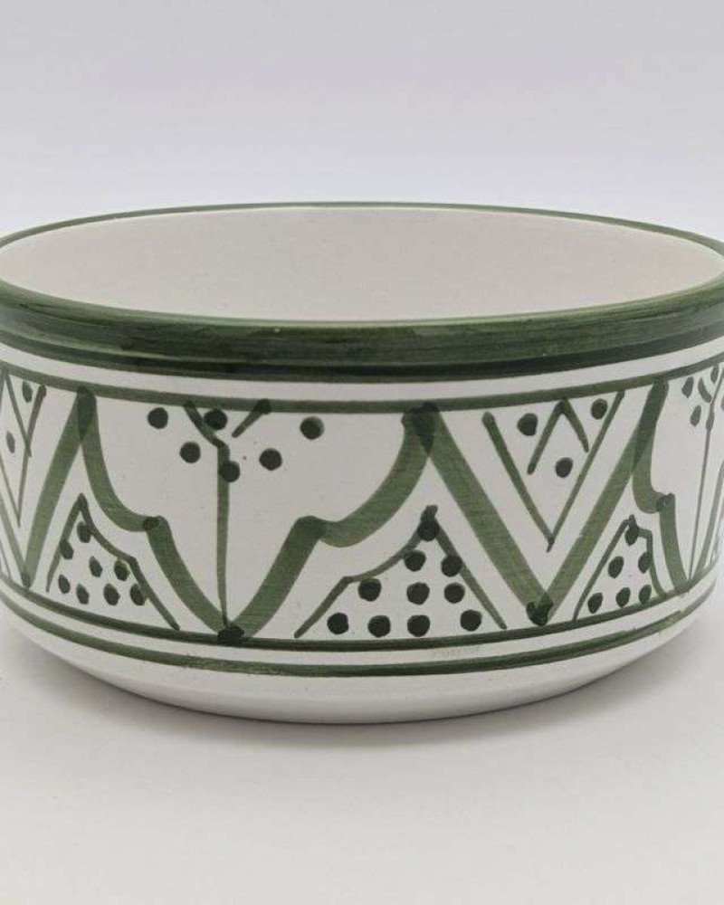 Handgjord grön och vit keramik skål - klassiskt mönster (grossist) Handgjord grön och vit keramik skål - klassiskt mönster (grossist)