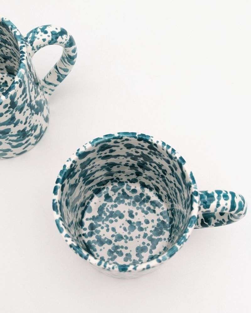 Mugg Prickig Turkos- handtag