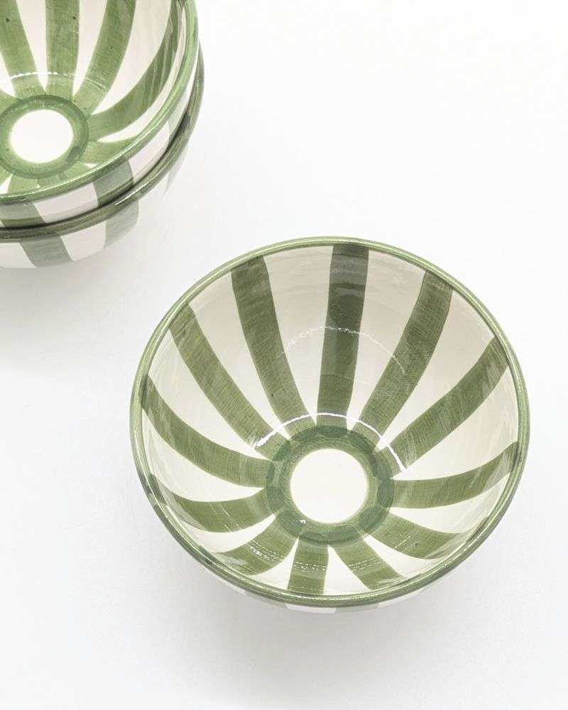 Keramik Skål Randig Grön -Ø12-16-18-20cm Keramik Skål Randig Grön -Ø12-16-18-20cm