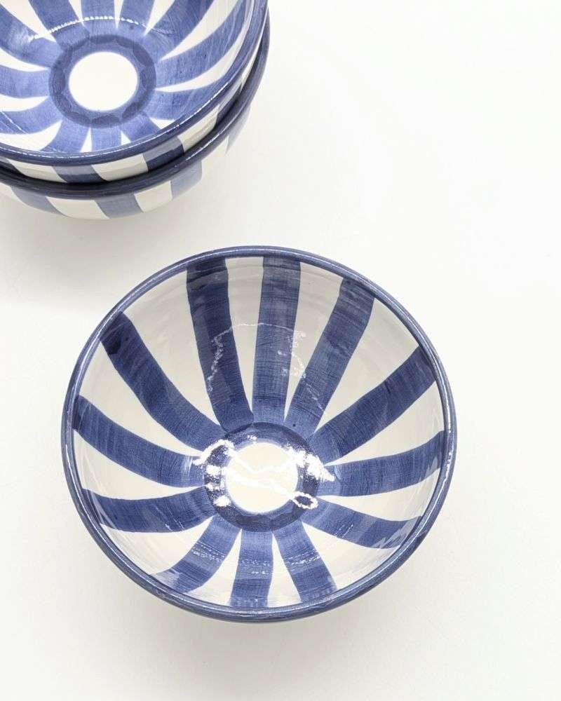 Keramik Skål Randig Blå -Ø12-16-18-20cm Keramik Skål Randig Blå -Ø12-16-18-20cm