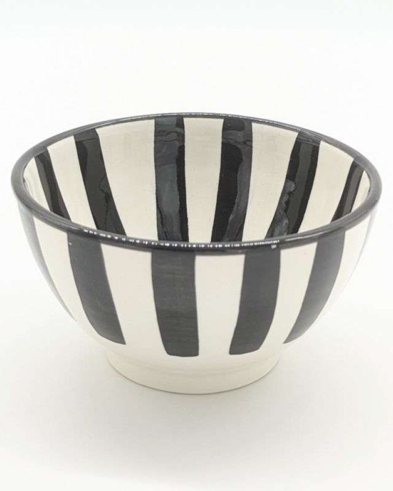 Keramik Skål Randig Svart -Ø12-16-18-20cm Keramik Skål Randig Svart -Ø12-16-18-20cm