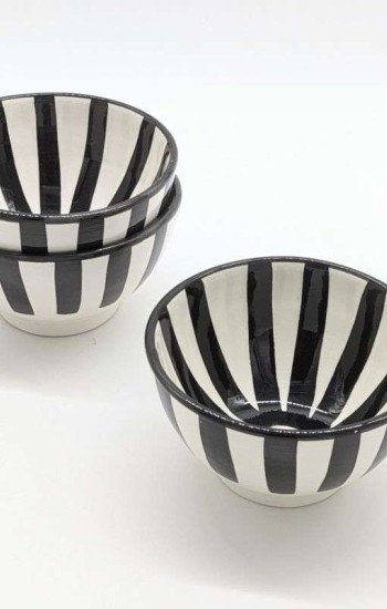 Keramik Skål Randig Svart -Ø12-16-18-20cm Keramik Skål Randig Svart -Ø12-16-18-20cm