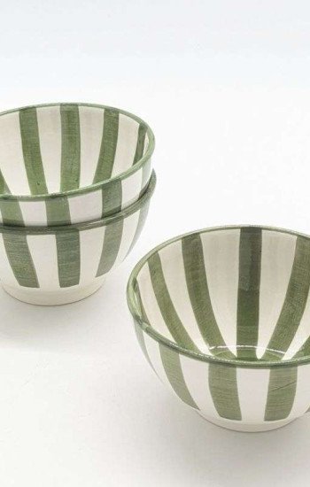 Keramik Skål Randig Grön -Ø12-16-18-20cm Keramik Skål Randig Grön -Ø12-16-18-20cm