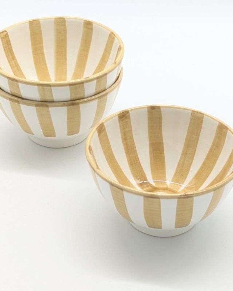 Keramik Skål Randig Sand -Ø12-16-18-20cm Keramik Skål Randig Sand -Ø12-16-18-20cm