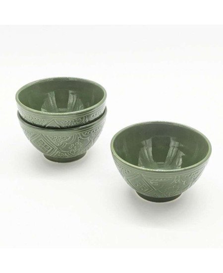 bowl engraved -Green  12-16-20-25cm